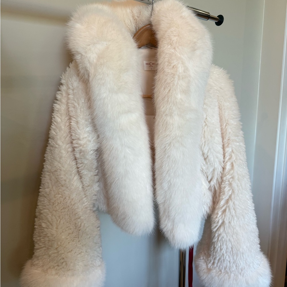 Miss Circle Kali Cream Faux Fur Jacket